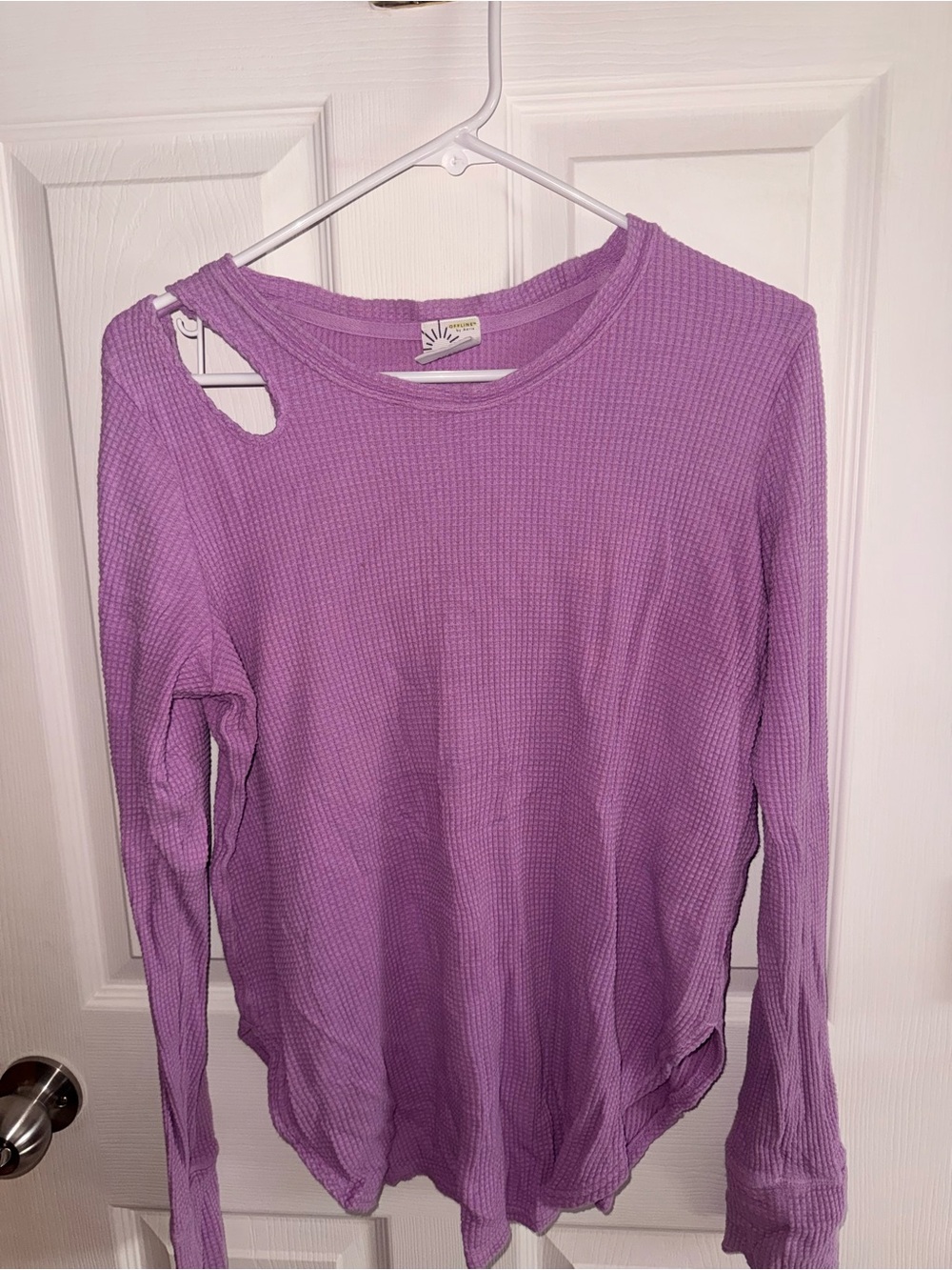Offline by Aerie Cutout Shoulder Waffle Long Sleeve Top - Lavender